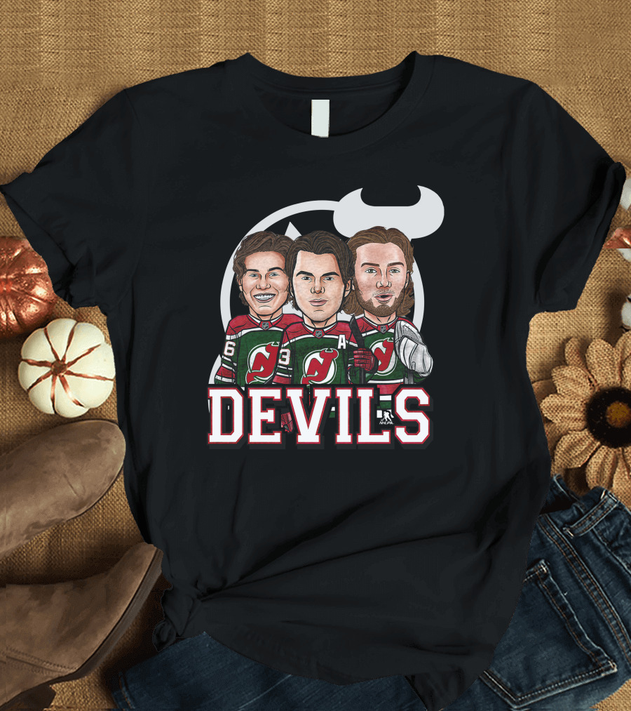 New Jersey Devils Hockey Players Caricature T-Shirt