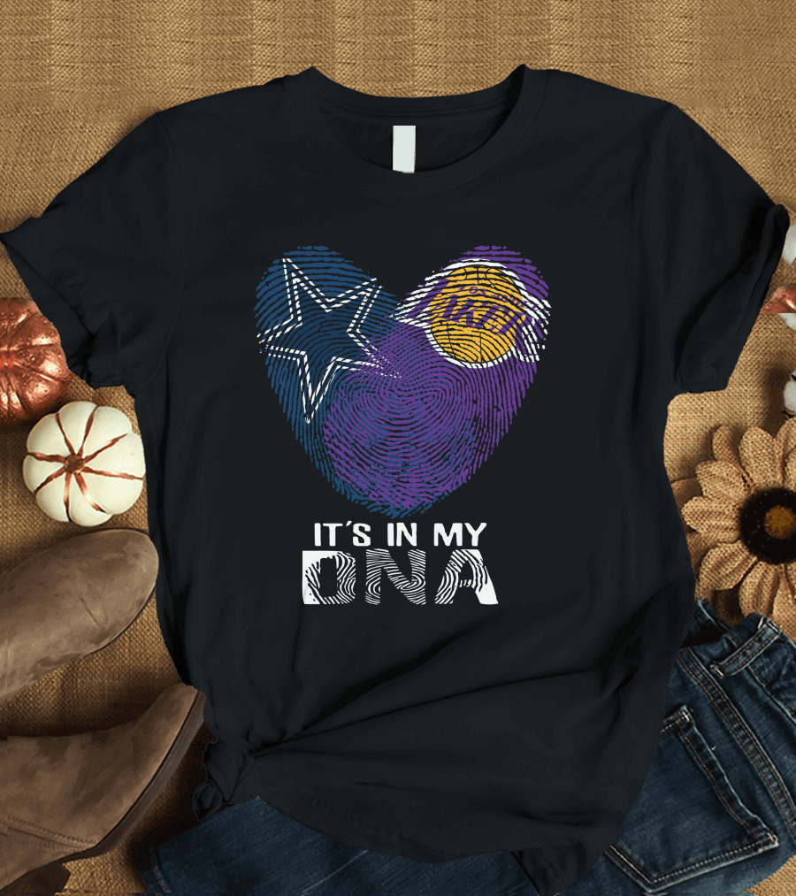 Cowboys and Lakers Star and Basketball It's in My DNA T-Shirt