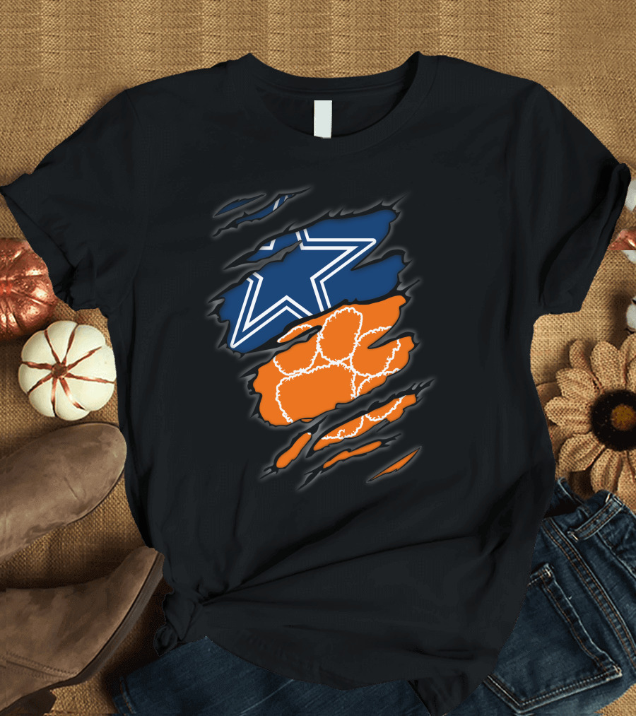 Dallas Cowboys Clemson Tigers Paw Claw Marks T-Shirt