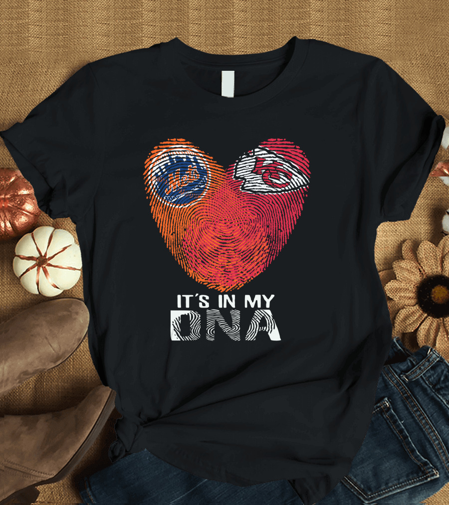 It's In My DNA New York Mets Chiefs Fingerprint Heart T-Shirt