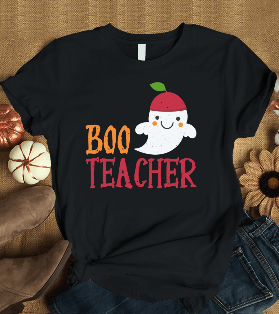 Boo Teacher Ghost Pirate Themed Funny Halloween Costume Teacher T-Shirt
