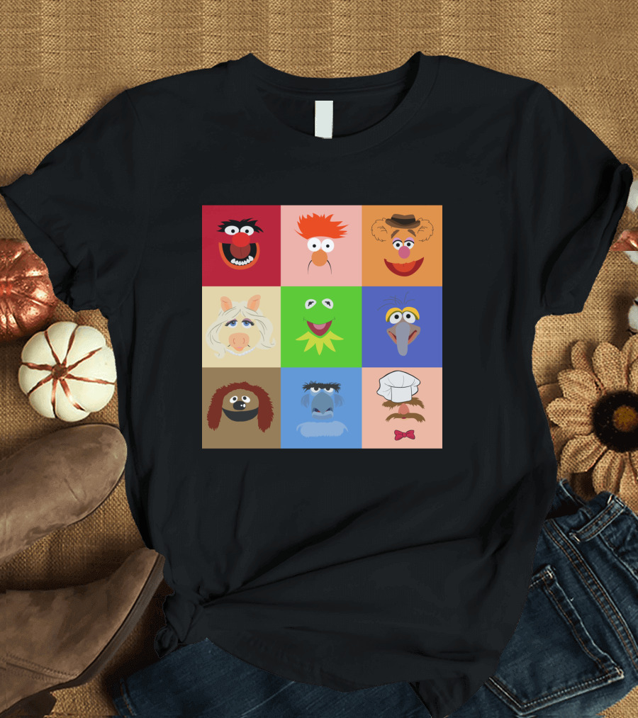 Muppets Faces Grid Featuring Kermit Piggy Fozzie Gonzo and More T-Shirt
