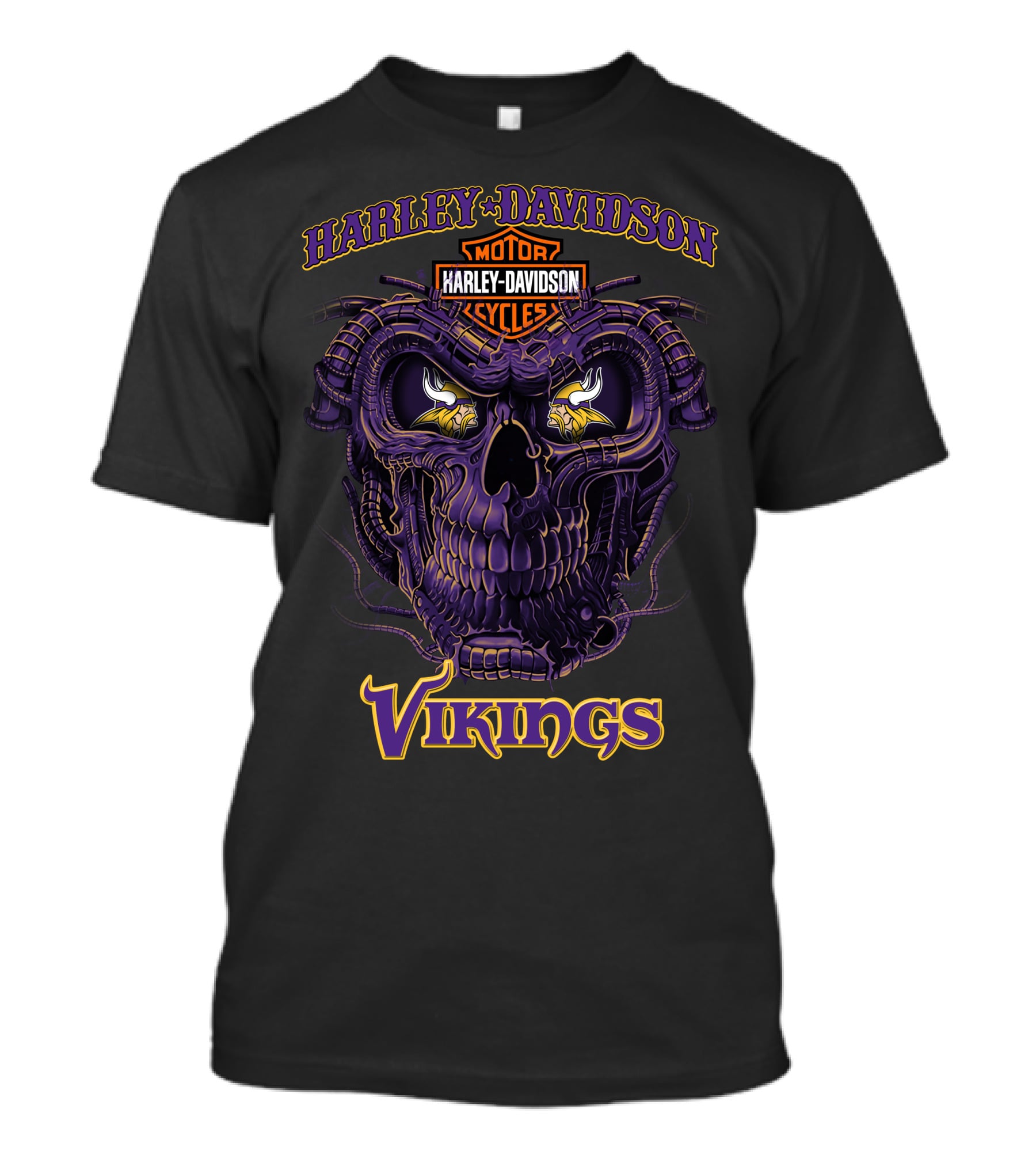 Harley Davidson Motorcycles Vikings Skull T-Shirt