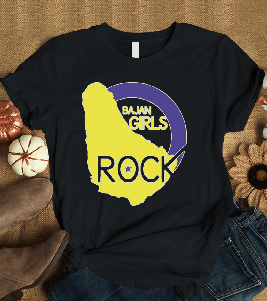 Bajan Girls Rock Barbados Map Yellow and Purple T-Shirt