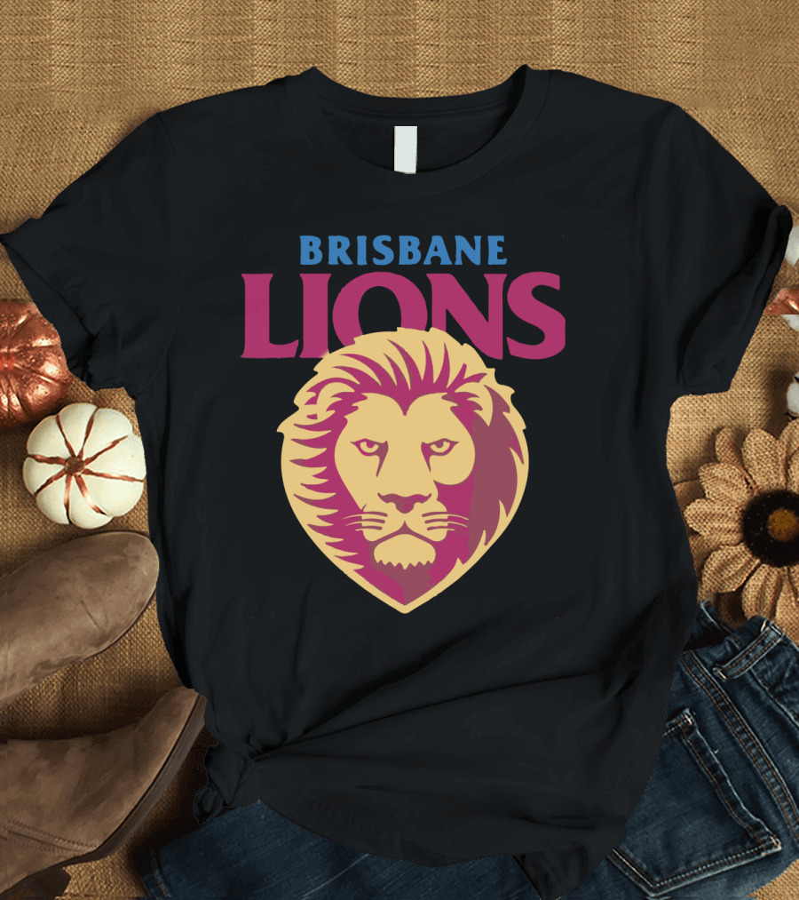 Brisbane Lions AFL Team Emblem with Fierce Lion Head T-Shirt