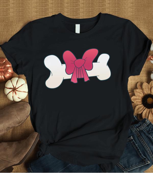 T-Shirt: Bone With Red Bow Aesthetic Minimalist T-Shirt Bone With Red Bow Aesthetic Minimalist T-Shirt