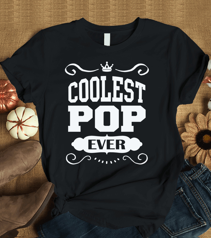 Coolest Pop Ever Crown and Ornate Swirls T-Shirt