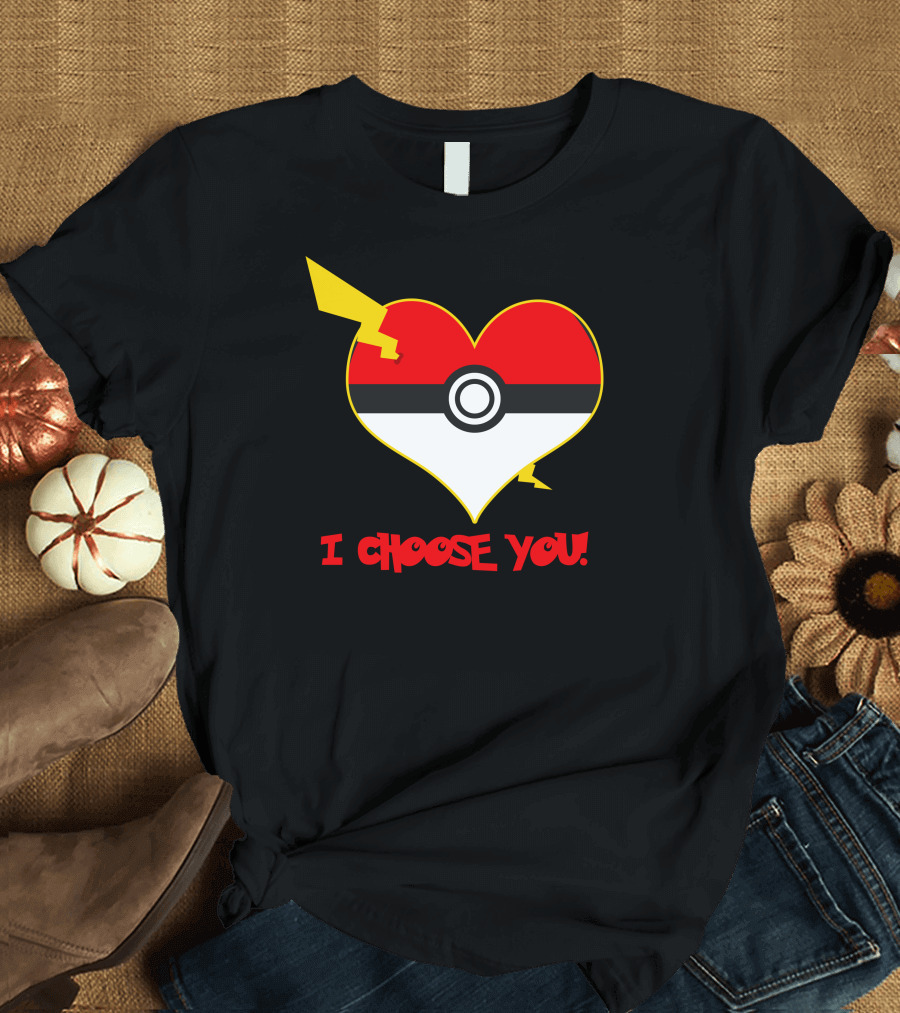 I Choose You Poké Ball Heart with Lightning Bolt T-Shirt