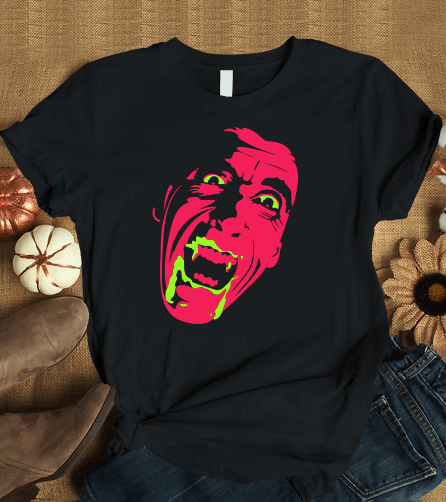 Prince Of Darkness Dracula Neon Horror Face T-Shirt
