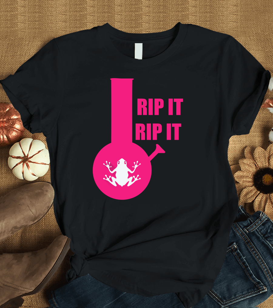 Rip It Rip It Frog on Pink Bong T-Shirt