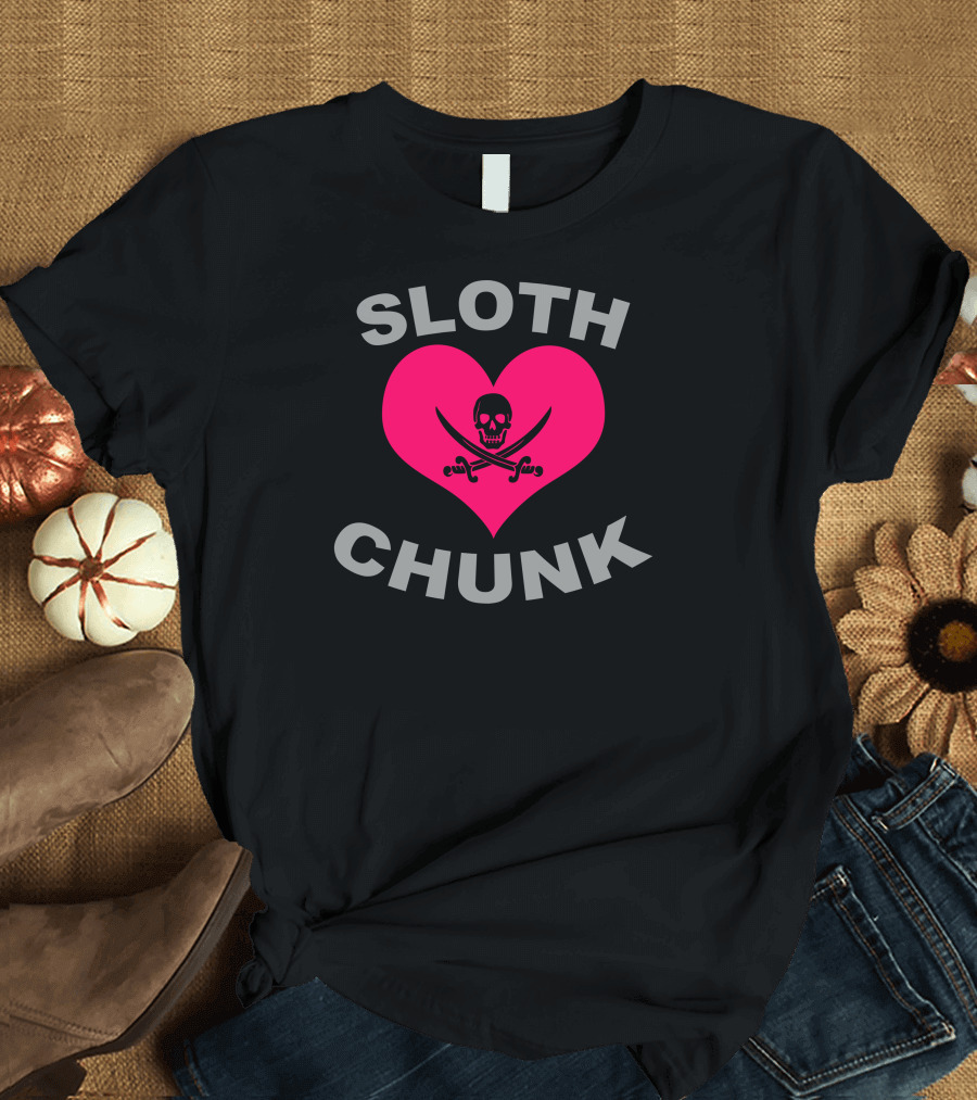 SLOTH HEART CHUNK SKULL AND CROSSBONES T-Shirt