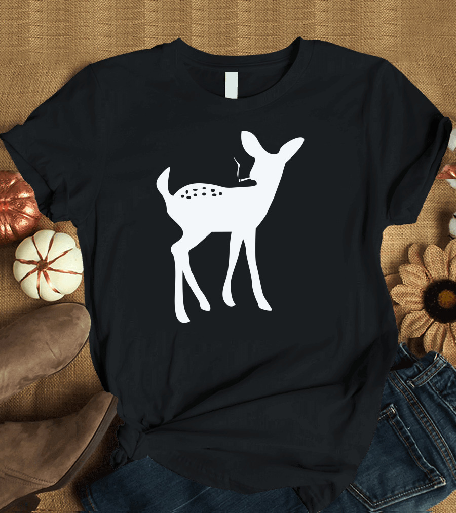 Smoking Fawn Deer Silhouette with Cigarette T-Shirt