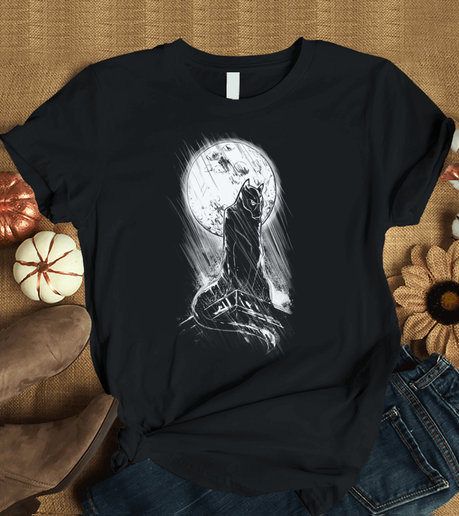 Batcat Who Are You Moonlit Feline Vigilante T-Shirt