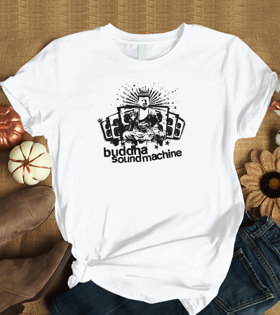 Buddha Sound Machine Speaker Enlightenment with Radiant Buddha and Speakers T-Shirt
