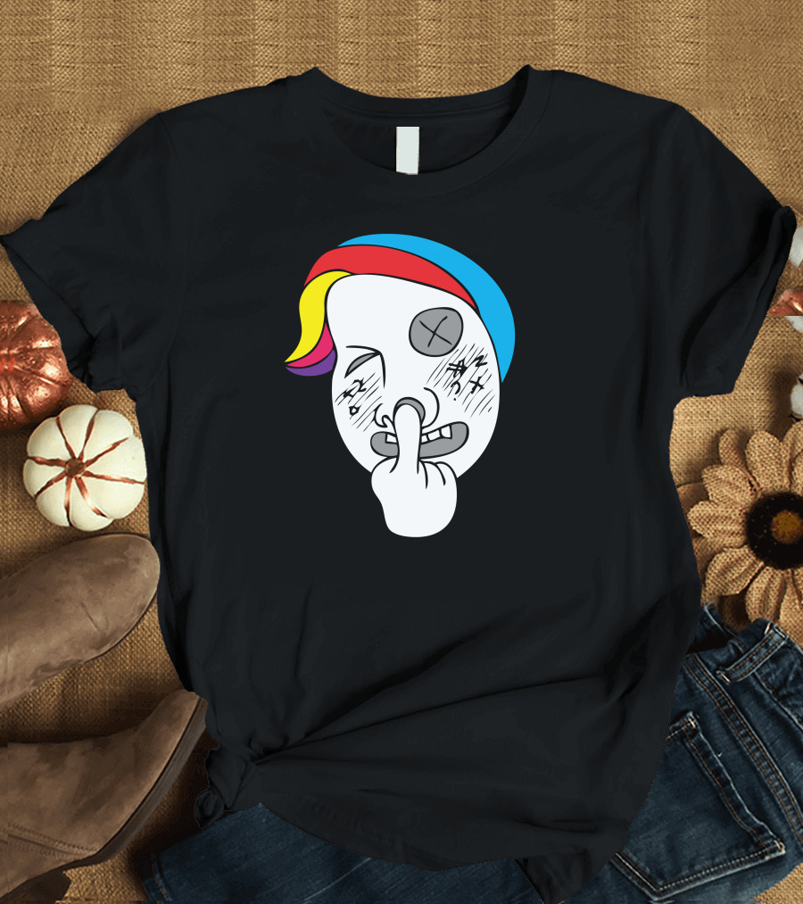 FunBoy Cross-Eyed Gesture with Rainbow Hat T-Shirt