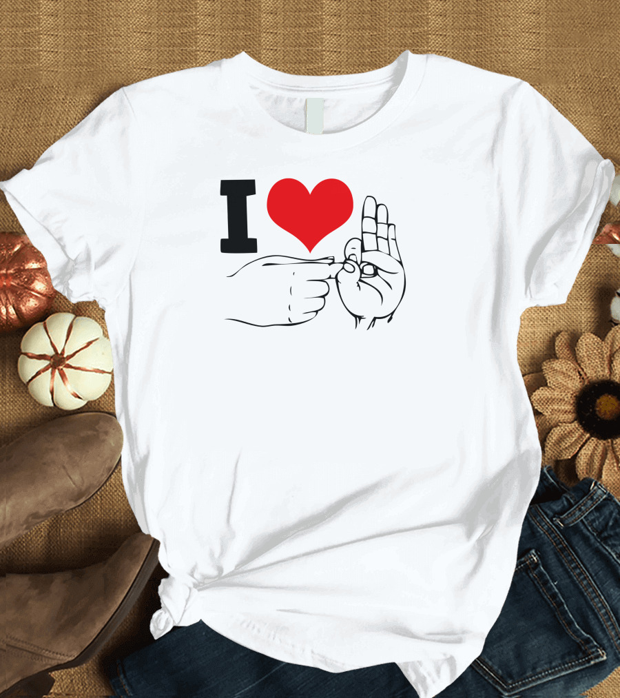 I Heart Poking Finger Hand Gesture T-Shirt