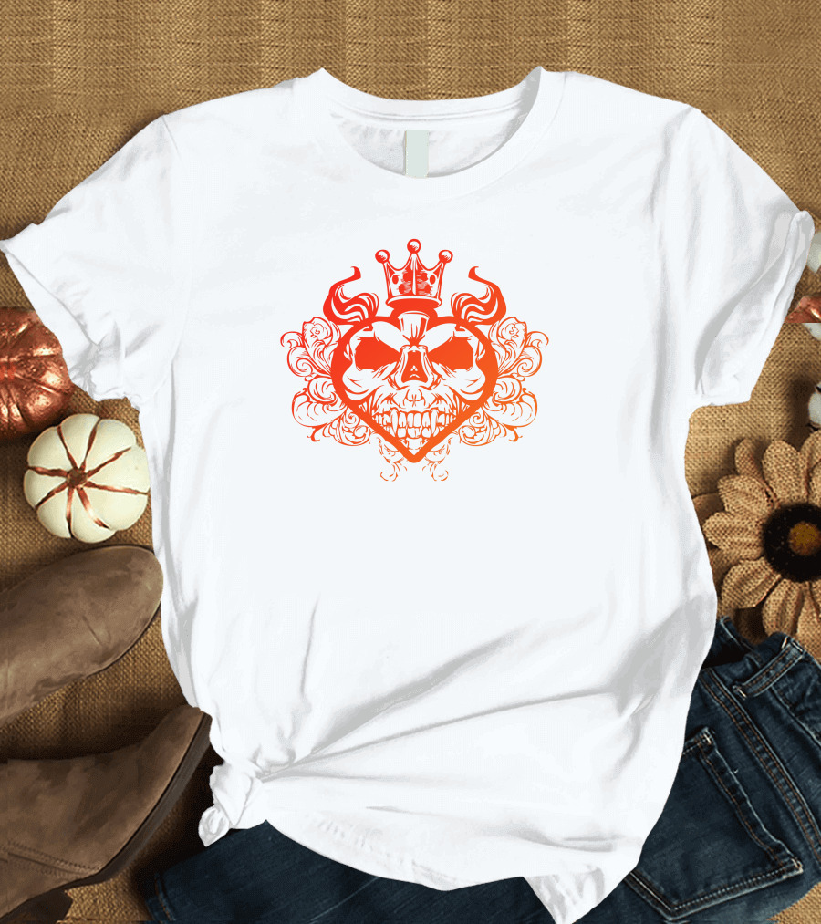 King Of Spades Fiery Skull Crown T-Shirt