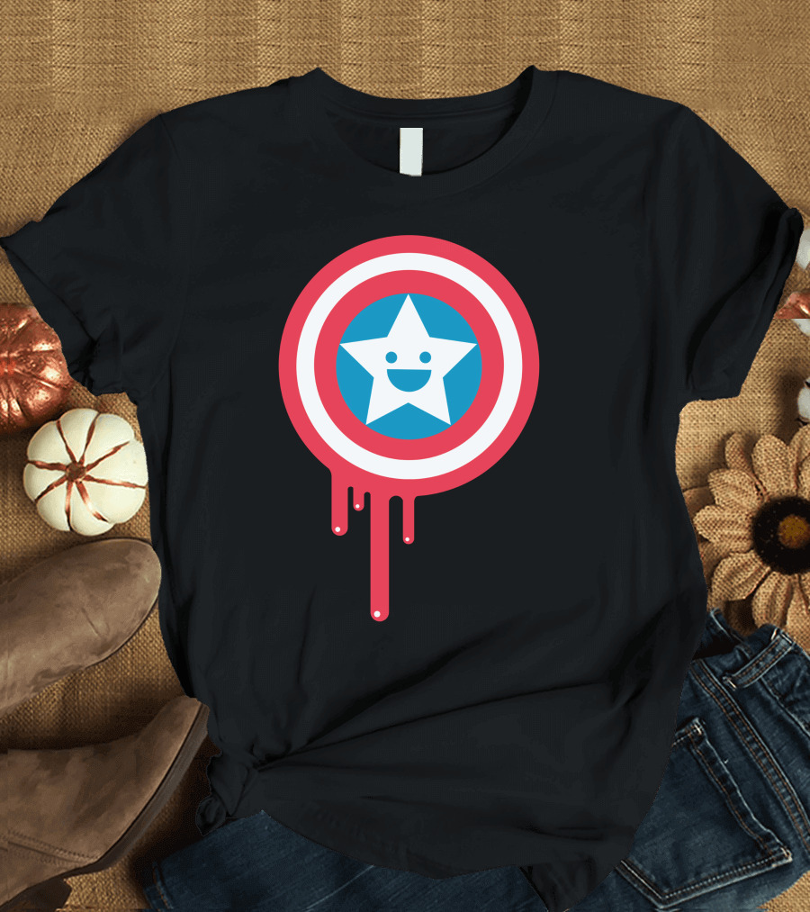 Repaint Smiley Captain Shield Dripping T-Shirt