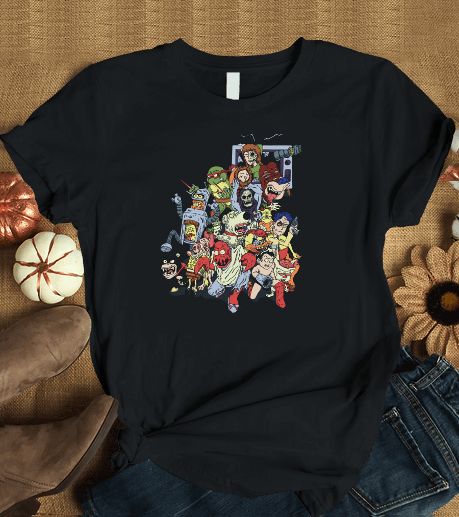 Revenge Of The Mixed Up Toons Chaos Mashup Extravaganza Characters Collage T-Shirt