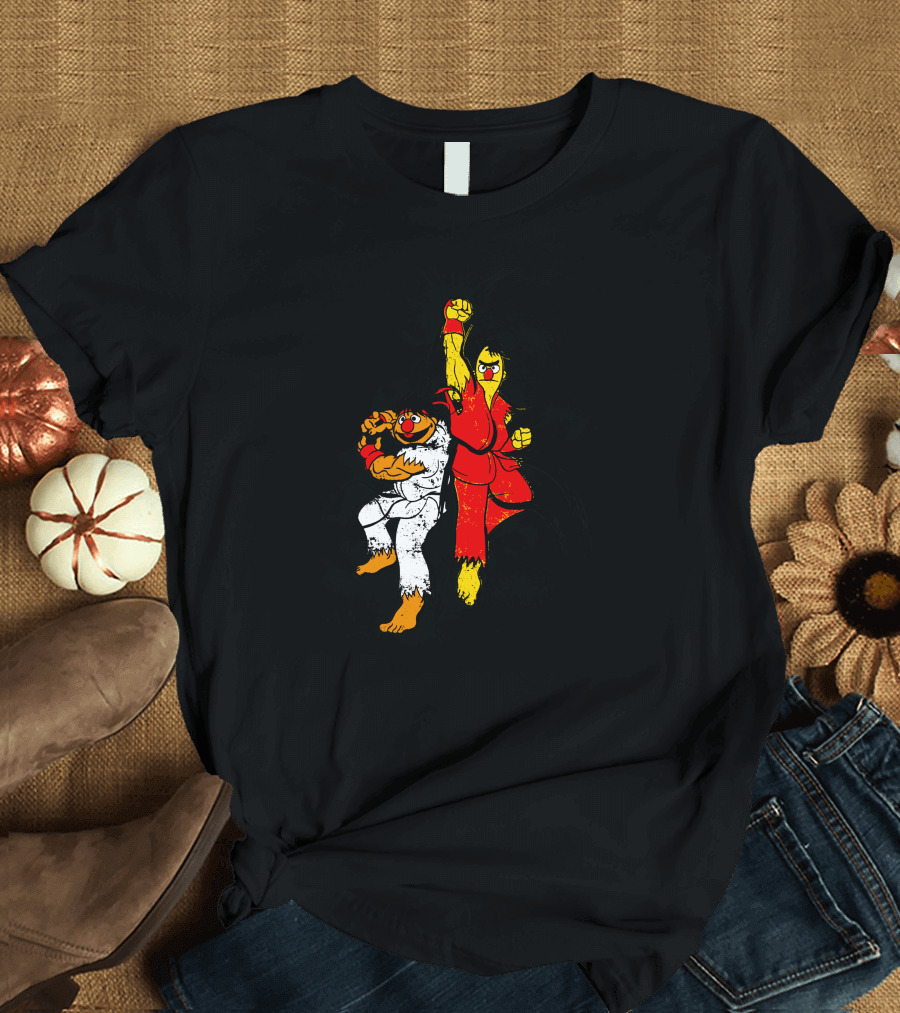 Sesame Fighter Characters in Martial Arts Poses T-Shirt