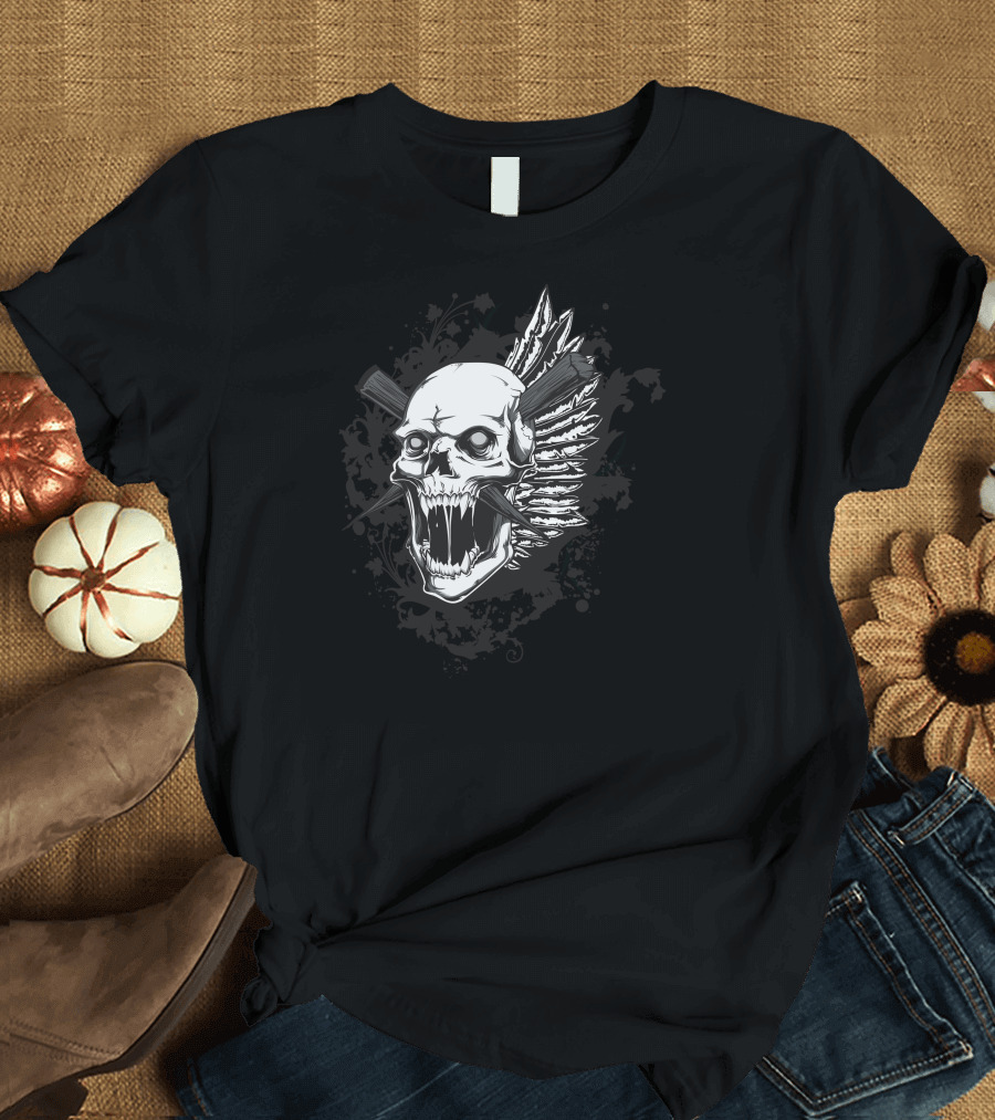 Vampire Hunters Skull with Stakes and Wings T-Shirt