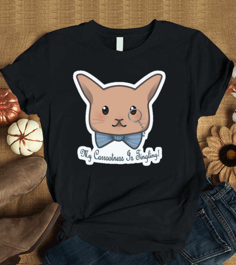 Carrot Monocle Bunny with My Carrootness Is Tingling Phrase T-Shirt