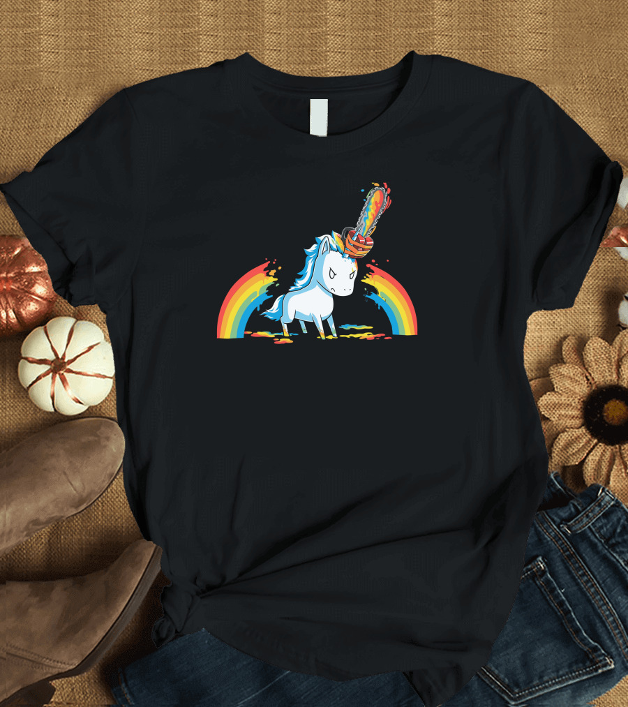 Rainbow Chainsaw Unicorn Massacre T-Shirt