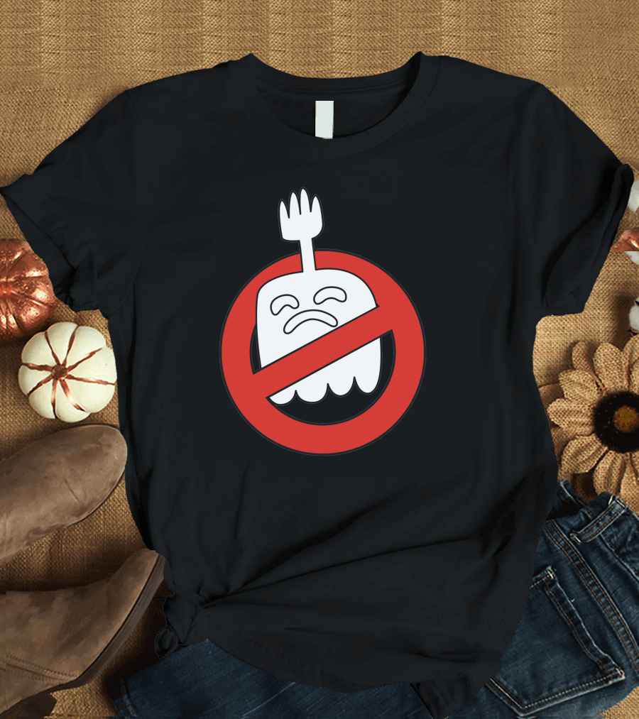 No Ghosts Allowed Sad Fork Ghost Emblem T-Shirt