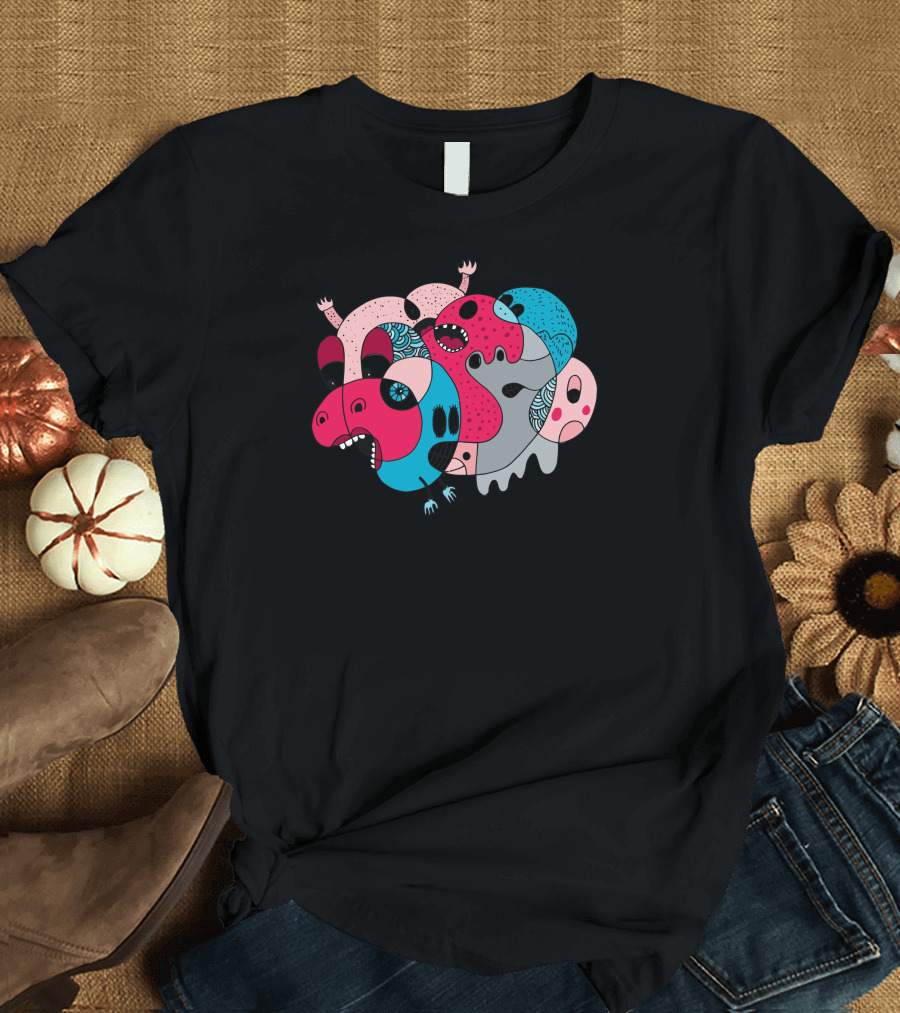 Rhino Splat Colorful Abstract Faces and Shapes T-Shirt