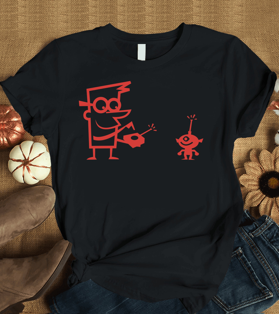 Robot Control Retro Cartoon Figure with Remote and Bleep-Bloop Companion T-Shirt