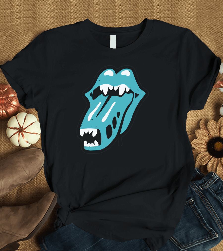 Rolling Alien Monster Mouth Tongue Teeth T-Shirt