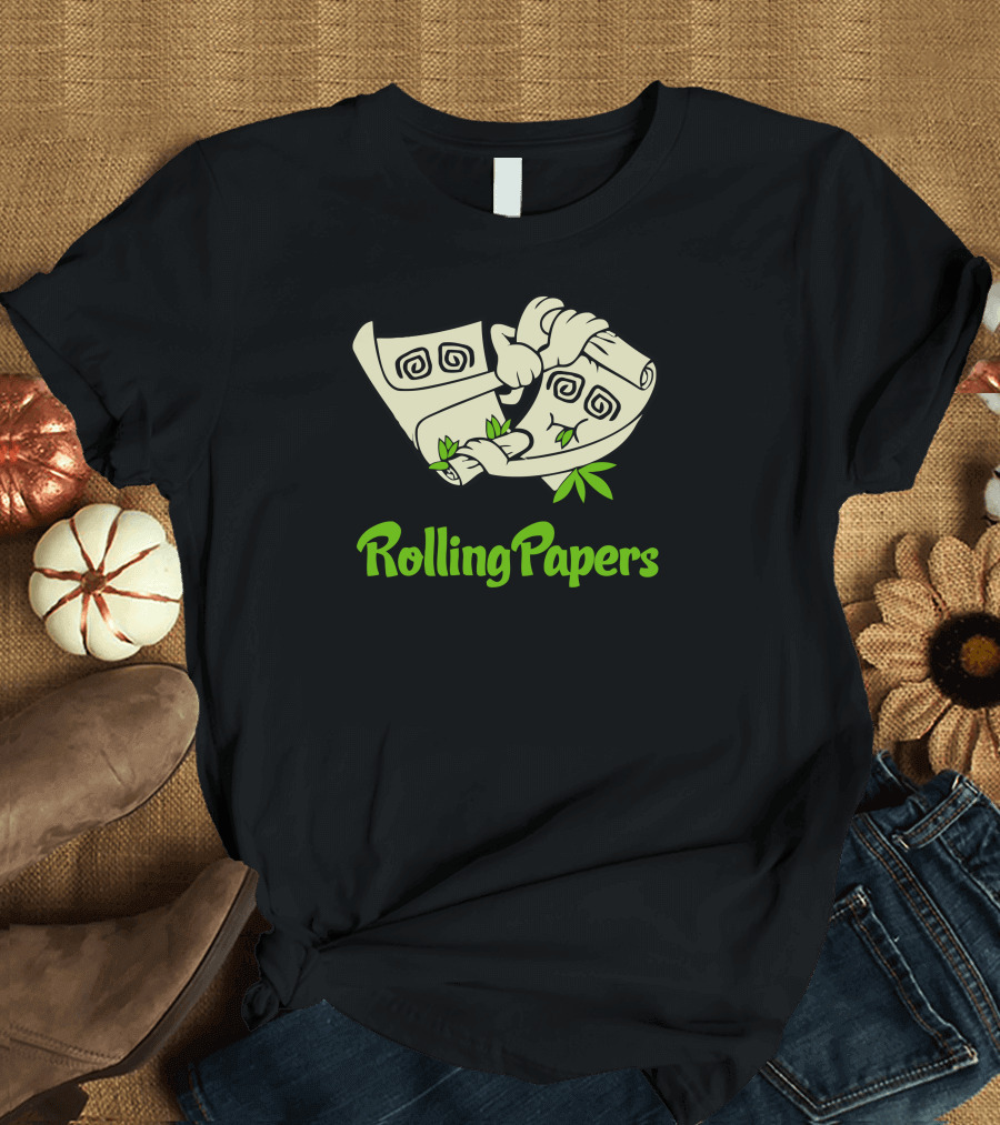 Rolling Papers Cannabis Leaf Scrolls T-Shirt