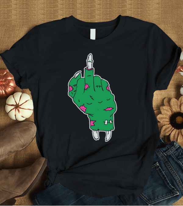 T-Shirt: Rude Zombie Middle Finger Hand Gesture Halloween T-Shirt Rude Zombie Middle Finger Hand Gesture Halloween T-Shirt
