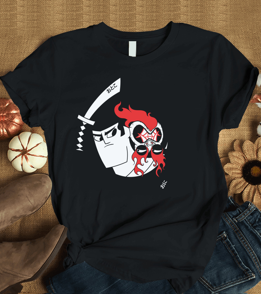 Samurai Jack and Aku Yin Yang Sword Kanji T-Shirt