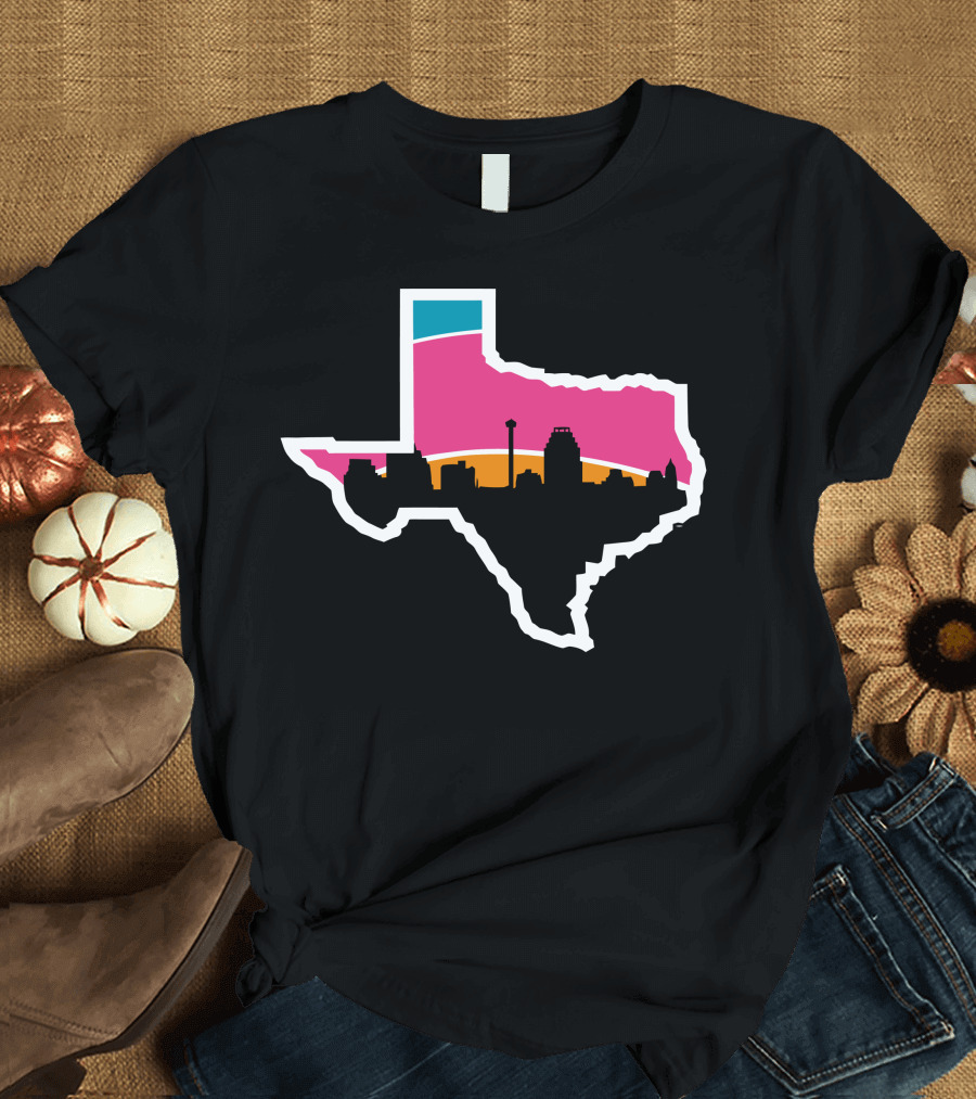 San Antonio Spurs Skyline Texas Outline T-Shirt