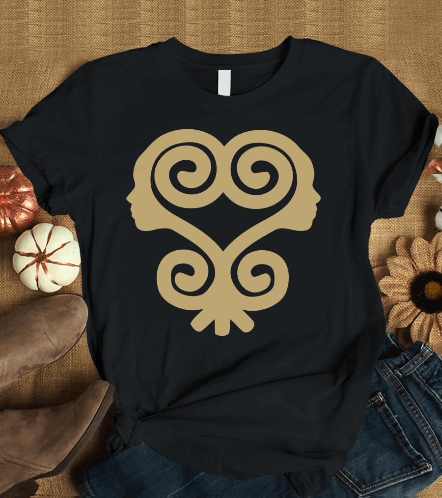 Sankofa Adinkra Symbol with Dual Faces in Gold T-Shirt