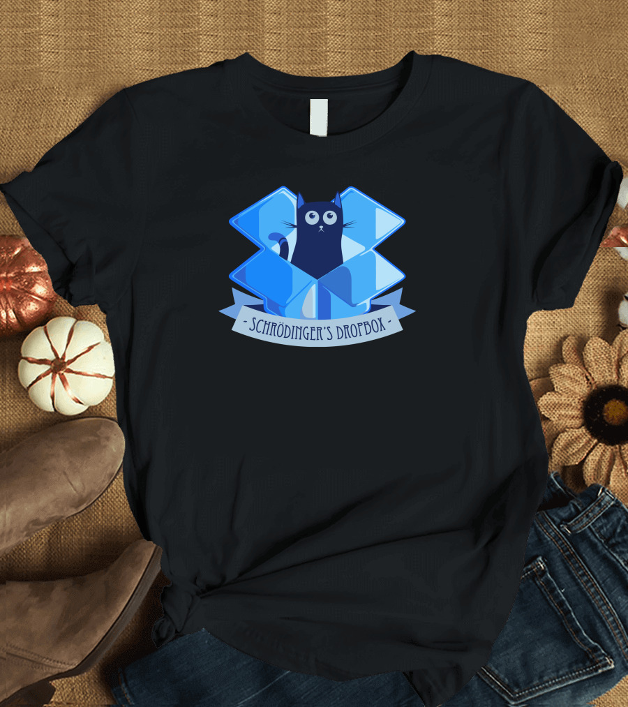Schrodinger's Dropbox Box Cat Paradox T-Shirt