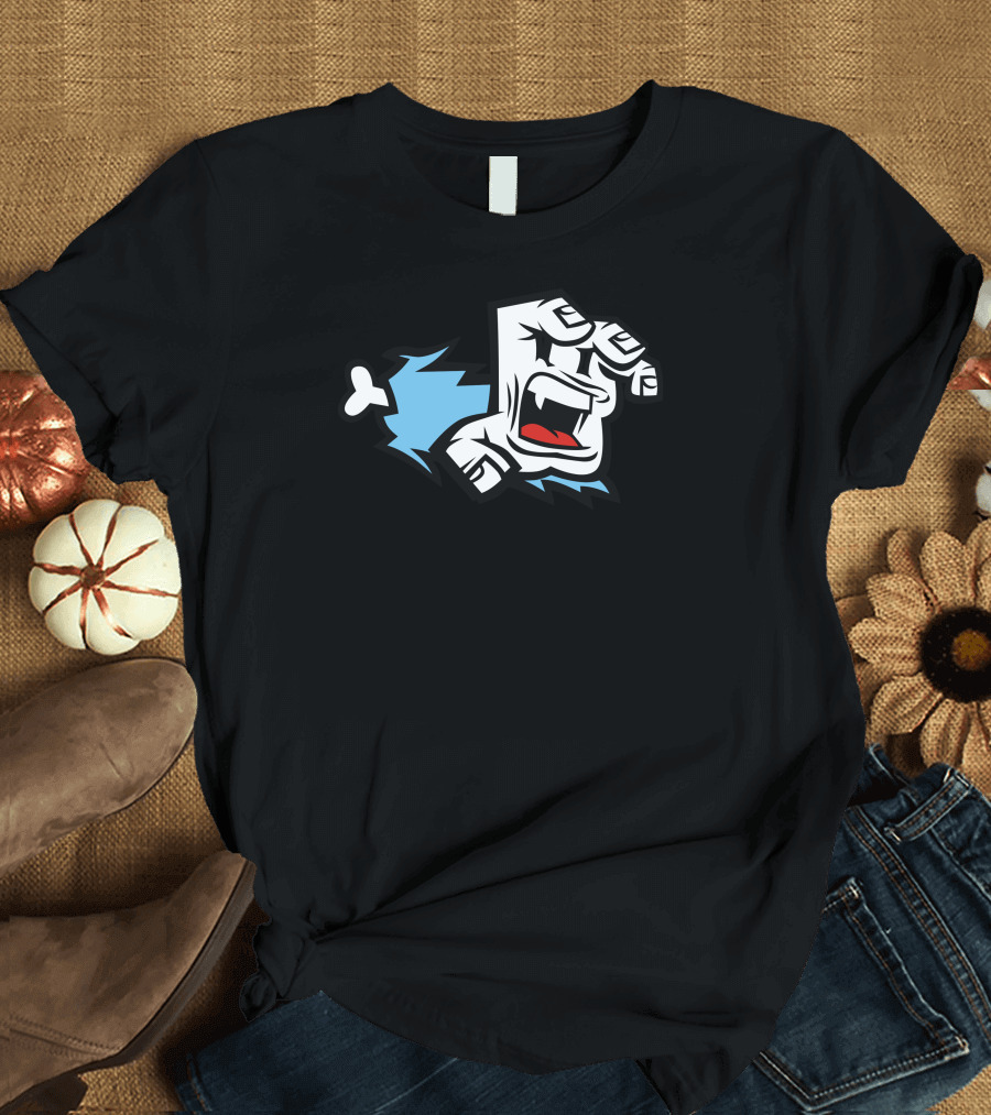 Screaming Paw Exploding Angry Fist with Bone and Teeth T-Shirt