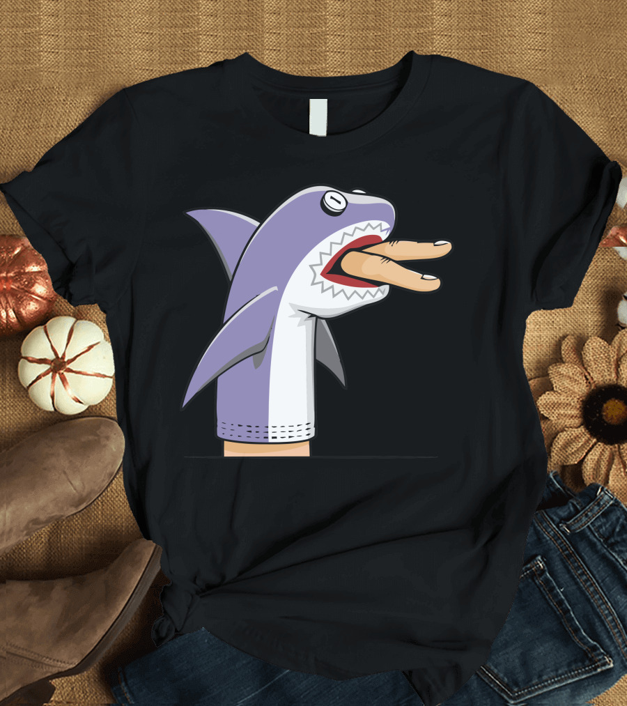 Shark Puppet Hand Puppet Shark with Fingers Open Mouth T-Shirt
