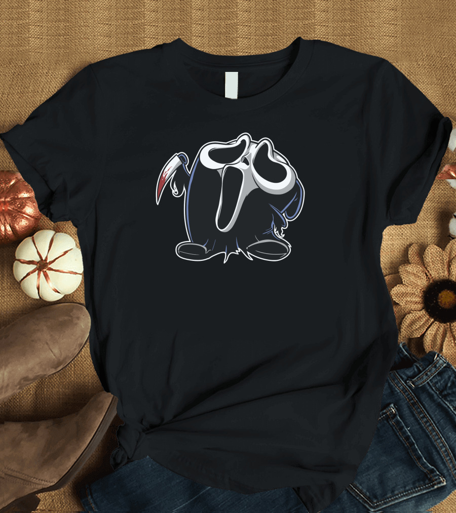 Shy Guy Ghost Face Mask Wielding Knife T-Shirt