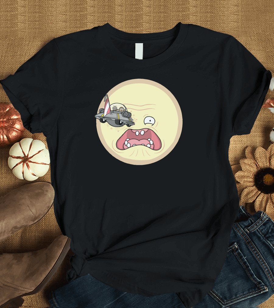 A Trip To The Sun Flying Saucer Sci-Fi Cartoon Face T-Shirt