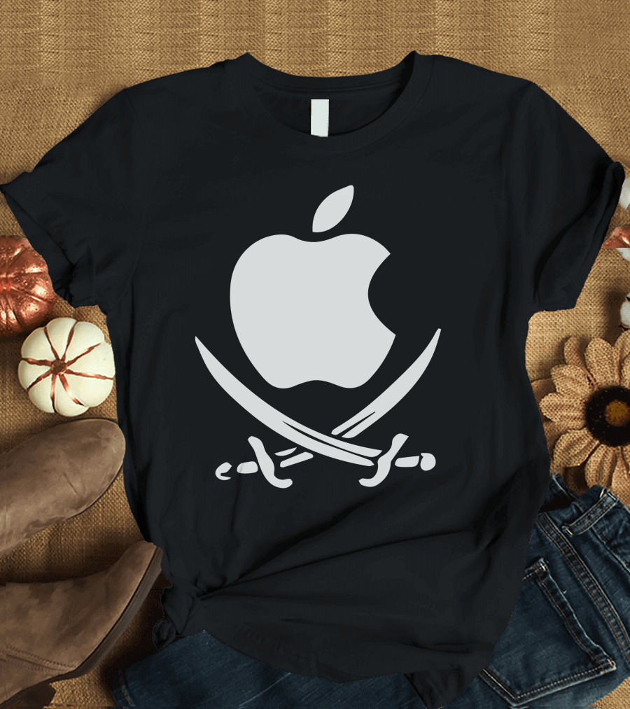 Apple Pirate Logo Crossed Swords T-Shirt