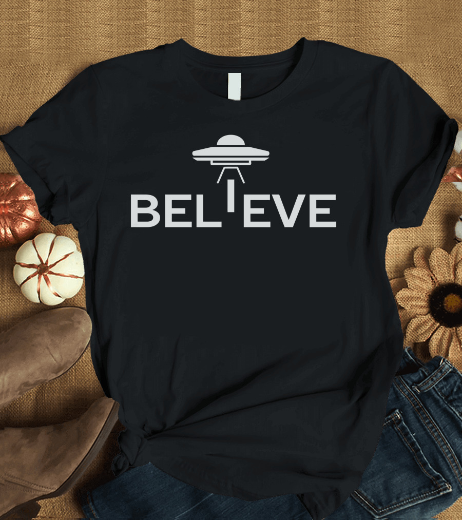 Believe UFOs Flying Saucer Iconic T-Shirt