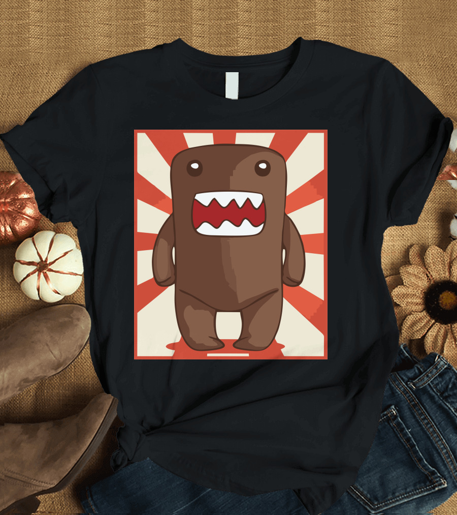 Domo Kun Red Sunburst Background T-Shirt