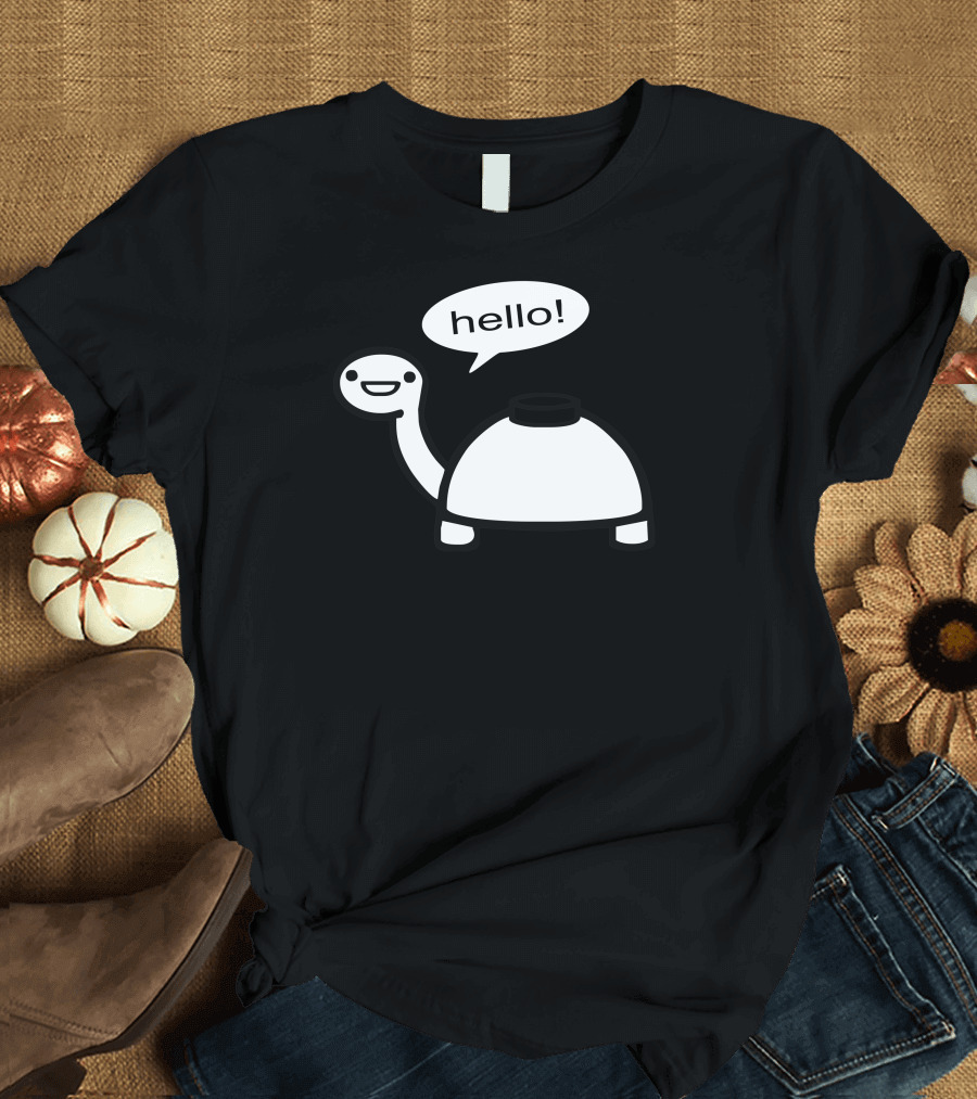 Mine Turtle Hello Speech Bubble Iconic Character T-Shirt