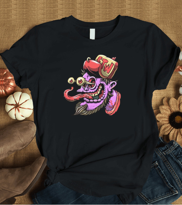 T-Shirt: ETW Cartoon Monster Head with Goggles and Hat T-Shirt ETW Cartoon Monster Head with Goggles and Hat T-Shirt
