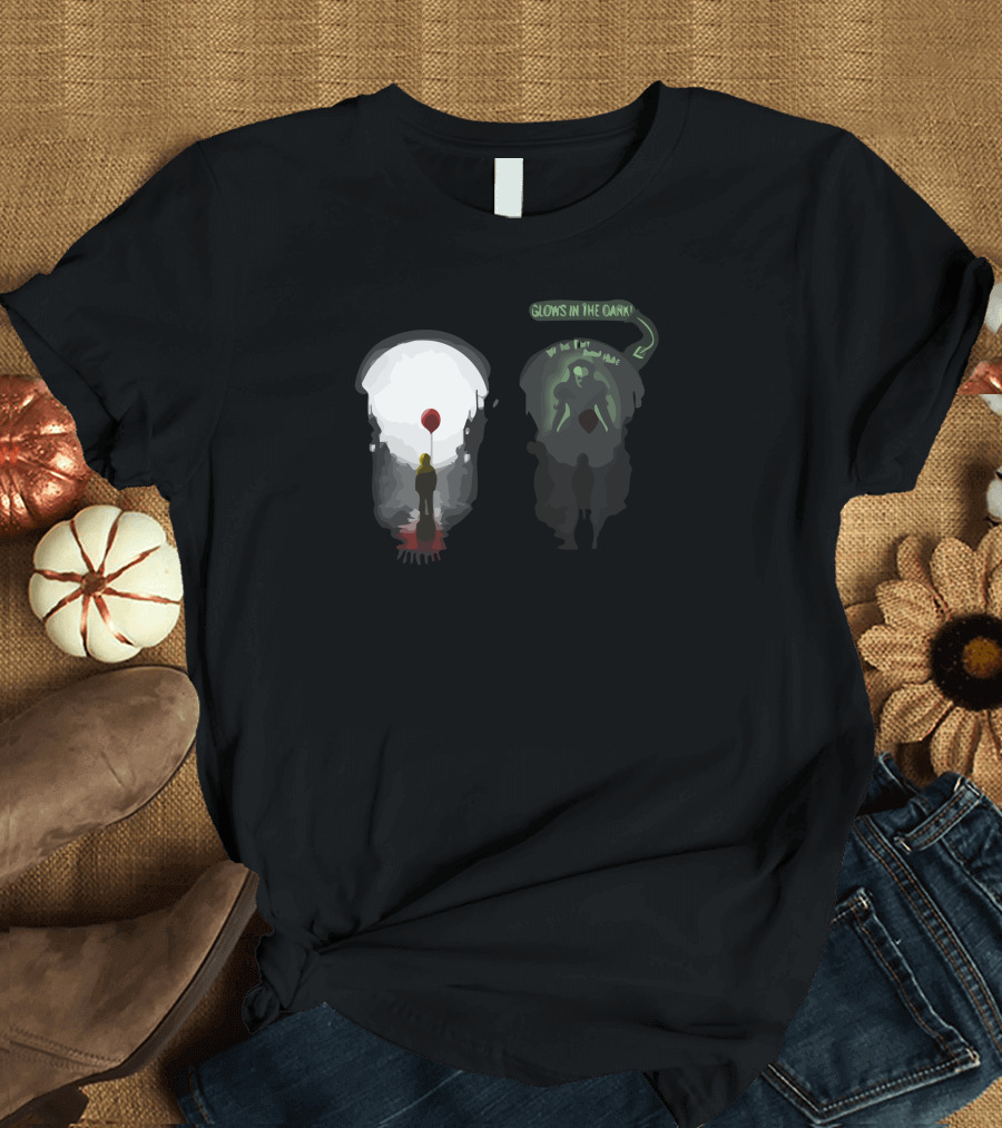 Glows in the Dark Creepy Clown Red Balloon T-Shirt