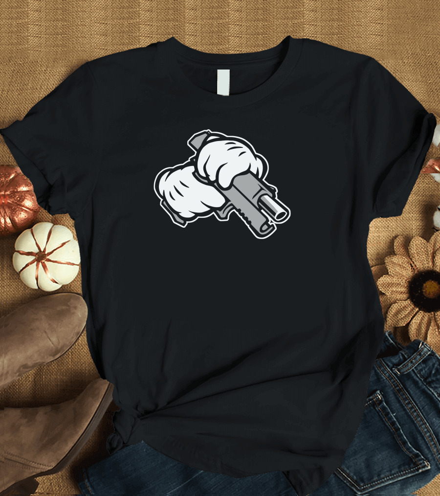 Sniper Cartoon Gloves Holding Gun T-Shirt