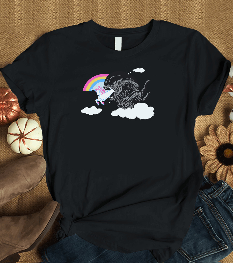 Alien Unicorn Rainbow Encounter Fantasy T-Shirt