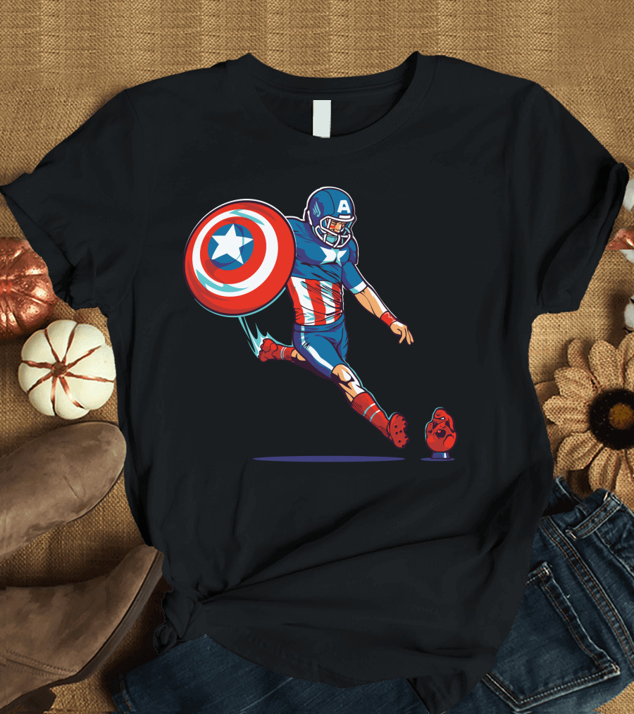 Captain America Football Kickoff Heroic Play T-Shirt
